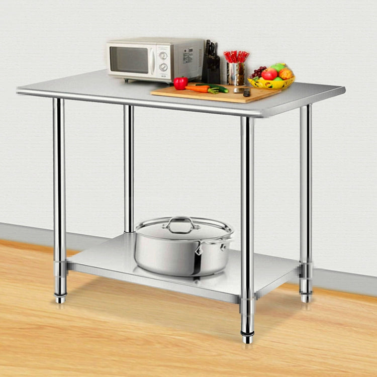 [US Warehouse] Heavy Duty Stainless Steel Workbench Kitchen Food Preparation Table Double Shelf, Size: 36 x 35 x 24 inch