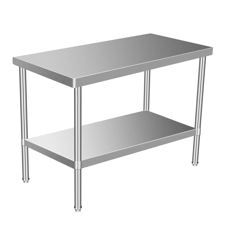 [US Warehouse] Heavy Duty Stainless Steel Workbench Kitchen Food Preparation Table Double Shelf, Size: 48 x 35 x 24 inch
