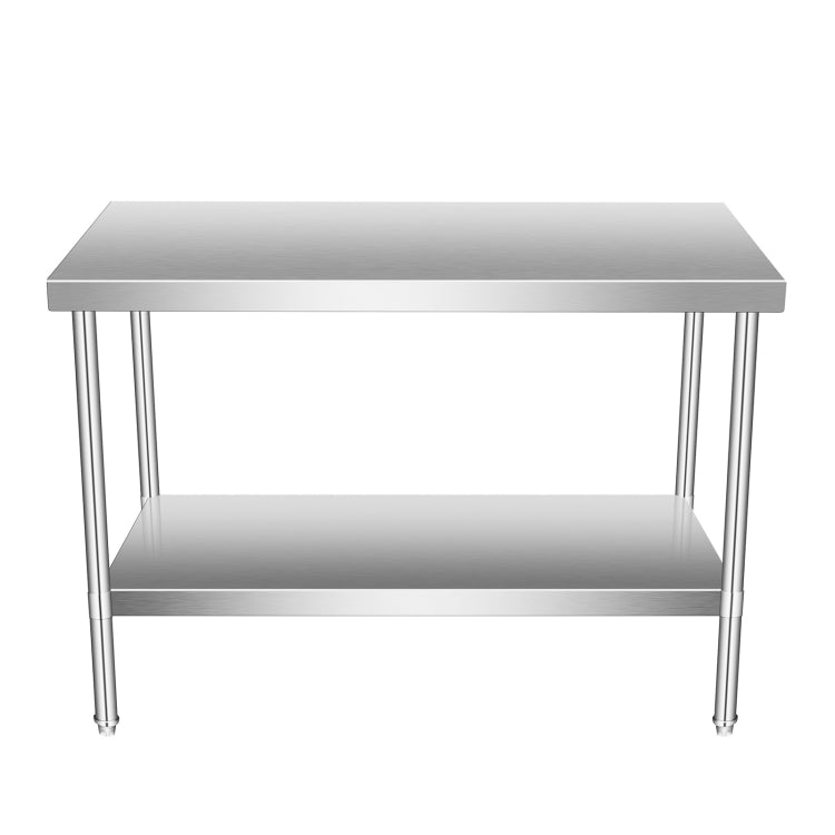 [US Warehouse] Heavy Duty Stainless Steel Workbench Kitchen Food Preparation Table Double Shelf, Size: 48 x 35 x 24 inch