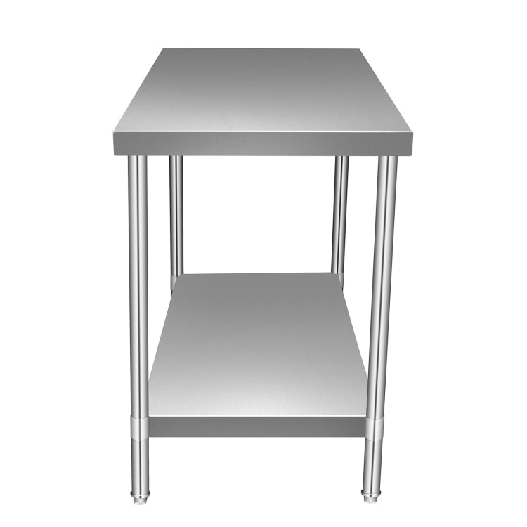 [US Warehouse] Heavy Duty Stainless Steel Workbench Kitchen Food Preparation Table Double Shelf, Size: 60 x 35 x 24 inch