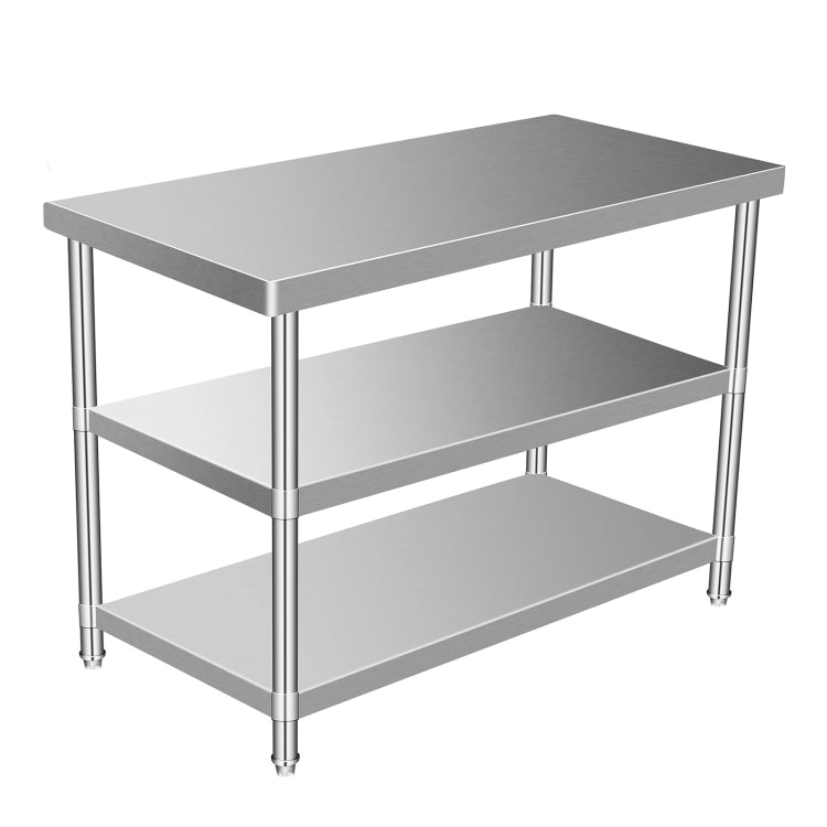 [US Warehouse] Heavy Duty Stainless Steel Workbench Kitchen Food Preparation Table Three-layers Shelf, Size: 36 x 35 x 24 inch