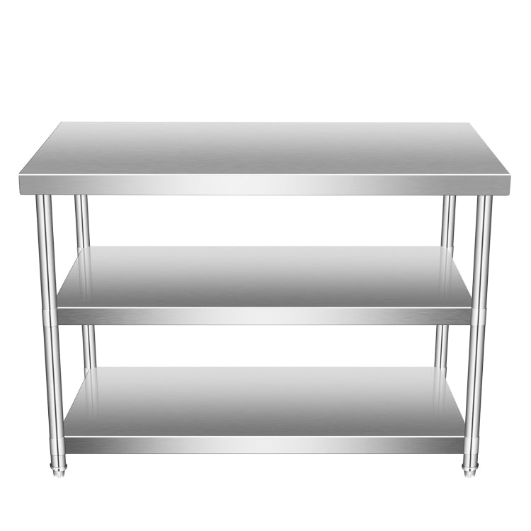 [US Warehouse] Heavy Duty Stainless Steel Workbench Kitchen Food Preparation Table Three-layers Shelf, Size: 36 x 35 x 24 inch