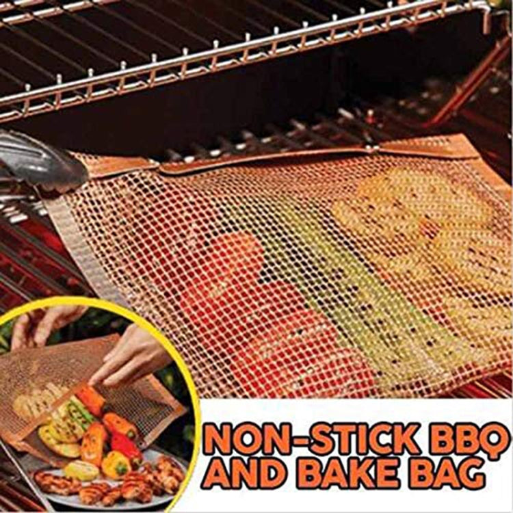 Barbecue Heat Resistant Non-stick Grilling Mesh BBQ Baking Bag, Size: 24 x 14cm (Copper)