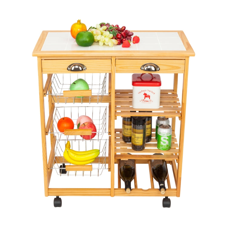 [US Warehouse] 360-degree Universal Wheel Movable Double-row Shelf Kitchen Dining Room Storage Cabinet Dining Car, Size: 67 x 37 x 75cm