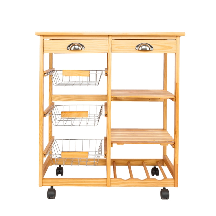 [US Warehouse] 360-degree Universal Wheel Movable Double-row Shelf Kitchen Dining Room Storage Cabinet Dining Car, Size: 67 x 37 x 75cm