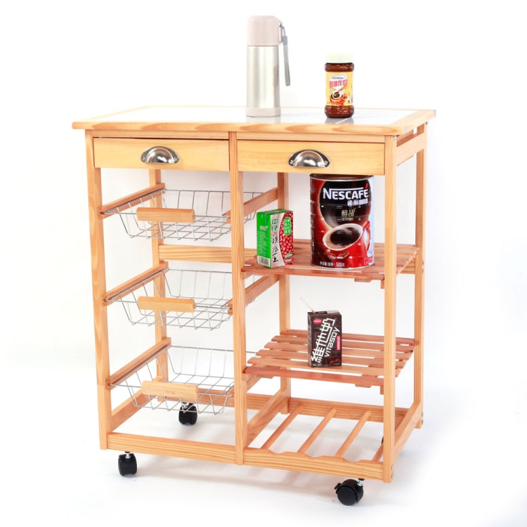[US Warehouse] 360-degree Universal Wheel Movable Double-row Shelf Kitchen Dining Room Storage Cabinet Dining Car, Size: 67 x 37 x 75cm