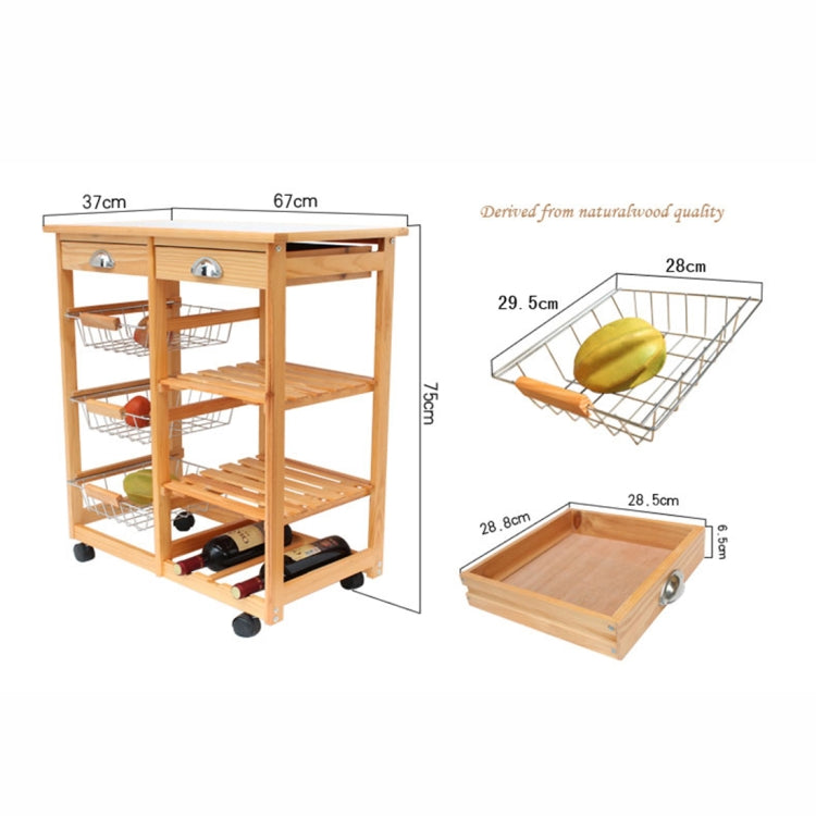 [US Warehouse] 360-degree Universal Wheel Movable Double-row Shelf Kitchen Dining Room Storage Cabinet Dining Car, Size: 67 x 37 x 75cm
