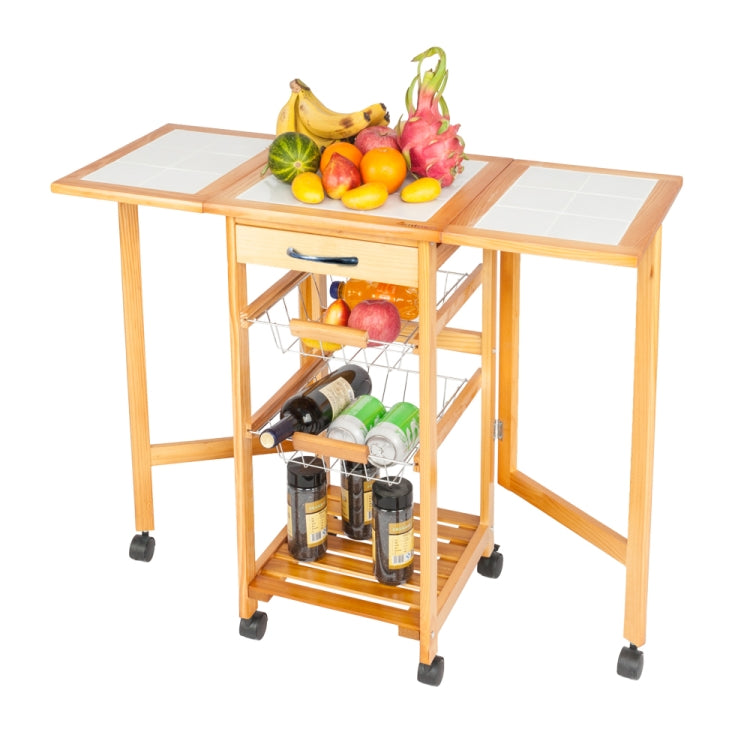 [US Warehouse] Multifunctional Movable, Foldable Kitchen Table & Dining Cart & Storage Rack, Size: 91 x 37 x 75cm(Brown)