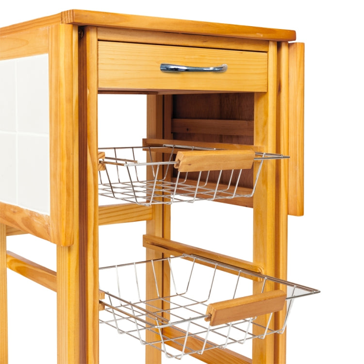 [US Warehouse] Multifunctional Movable, Foldable Kitchen Table & Dining Cart & Storage Rack, Size: 91 x 37 x 75cm(Brown)