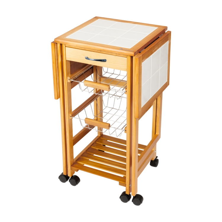 [US Warehouse] Multifunctional Movable, Foldable Kitchen Table & Dining Cart & Storage Rack, Size: 91 x 37 x 75cm(Brown)