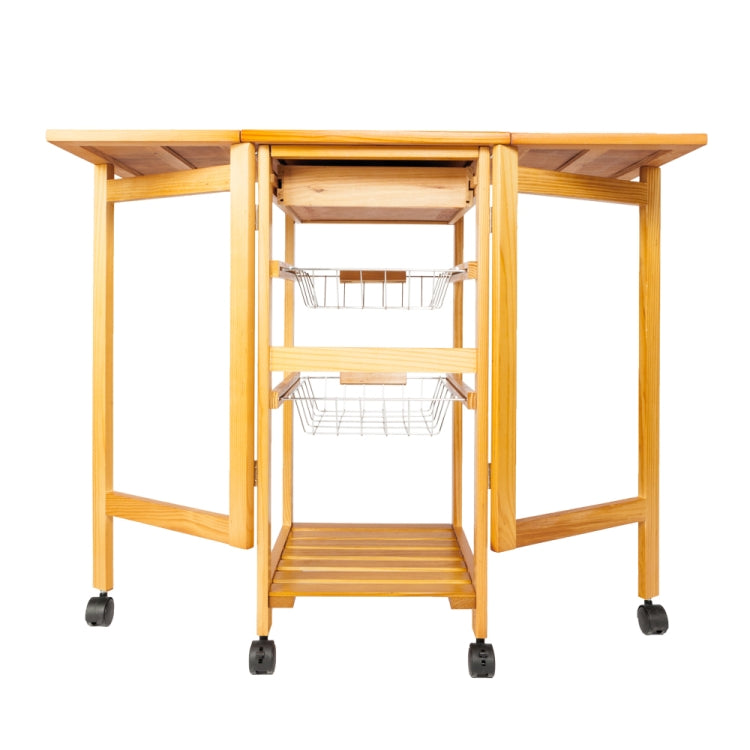 [US Warehouse] Multifunctional Movable, Foldable Kitchen Table & Dining Cart & Storage Rack, Size: 91 x 37 x 75cm(Brown)