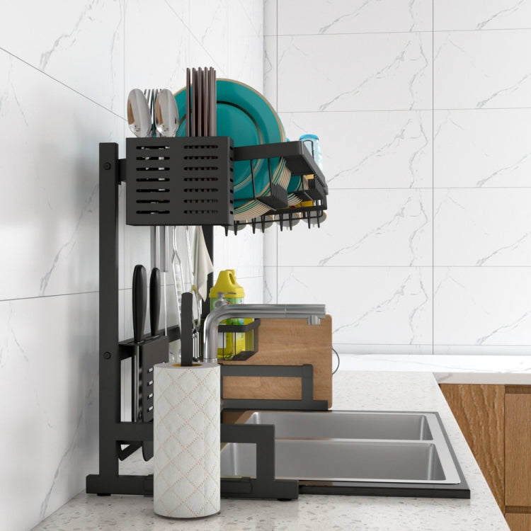 [US Warehouse] Kitchen Drying Rack Drainer Shelf Organizer Size: 85x32x52cm(Black)