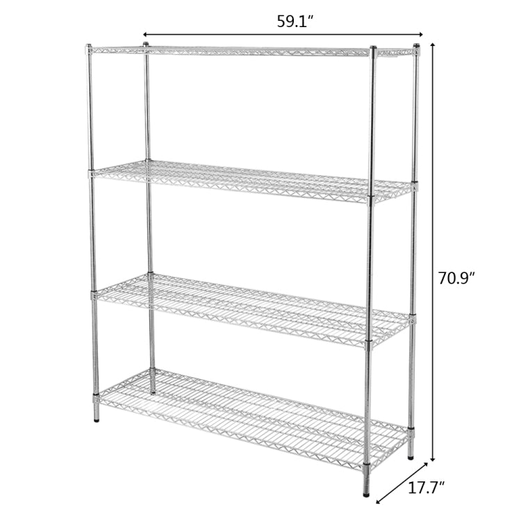 [US Warehouse] Heavy Duty Stainless Steel Workbench 4-Tier Adjustable Wire Shelf, Size: 150 x 45 x 180cm