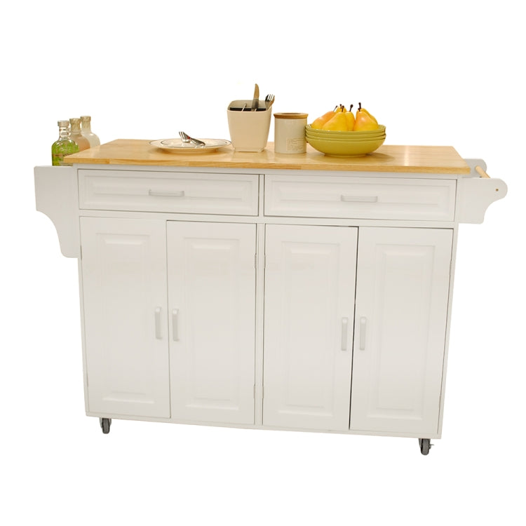 [US Warehouse] Kitchen Double Doors Cart with 2 Drawers, Size: 137 x 91.5 x 45.7cm(White)