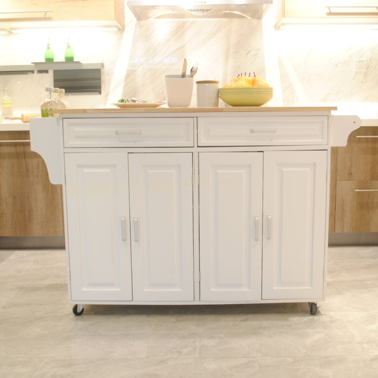 [US Warehouse] Kitchen Double Doors Cart with 2 Drawers, Size: 137 x 91.5 x 45.7cm(White)