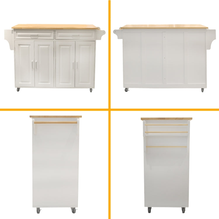 [US Warehouse] Kitchen Double Doors Cart with 2 Drawers, Size: 137 x 91.5 x 45.7cm(White)