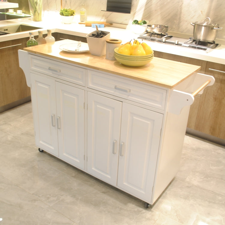 [US Warehouse] Kitchen Double Doors Cart with 2 Drawers, Size: 137 x 91.5 x 45.7cm(White)