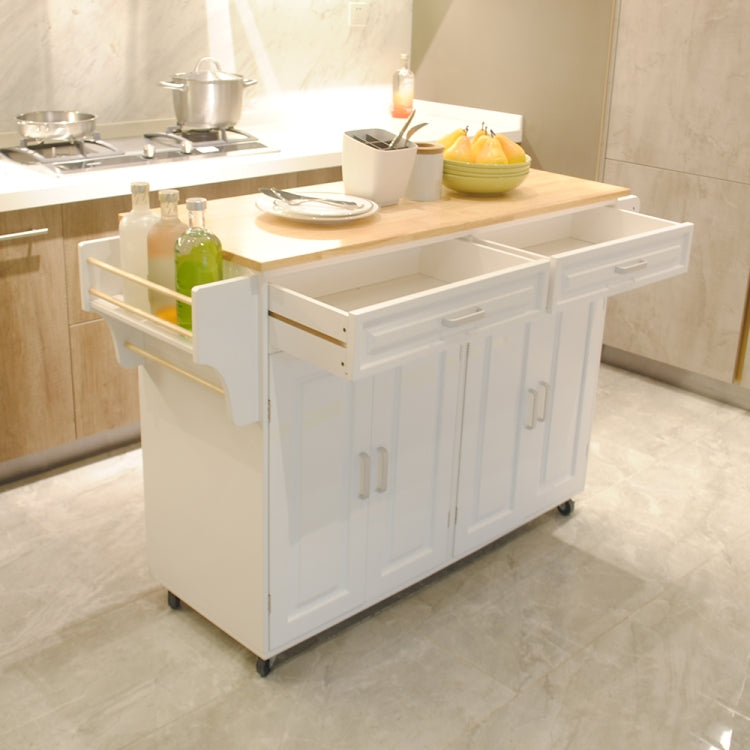 [US Warehouse] Kitchen Double Doors Cart with 2 Drawers, Size: 137 x 91.5 x 45.7cm(White)