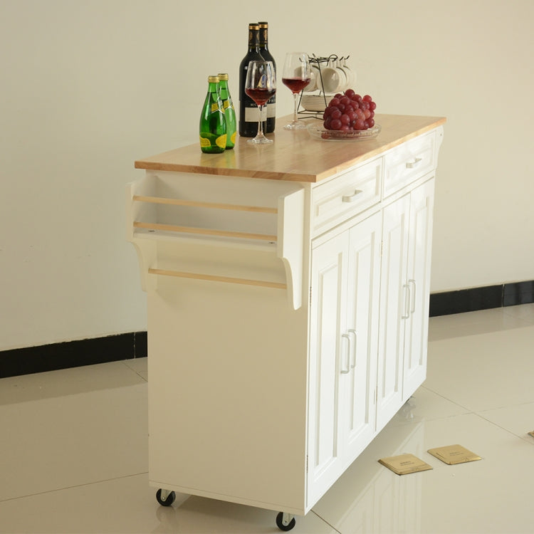 [US Warehouse] Kitchen Double Doors Cart with 2 Drawers, Size: 137 x 91.5 x 45.7cm(White)