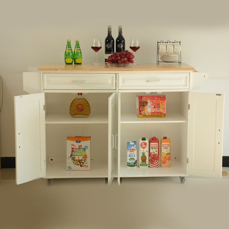 [US Warehouse] Kitchen Double Doors Cart with 2 Drawers, Size: 137 x 91.5 x 45.7cm(White)