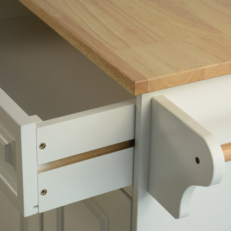 [US Warehouse] Kitchen Double Doors Cart with 2 Drawers, Size: 137 x 91.5 x 45.7cm(White)