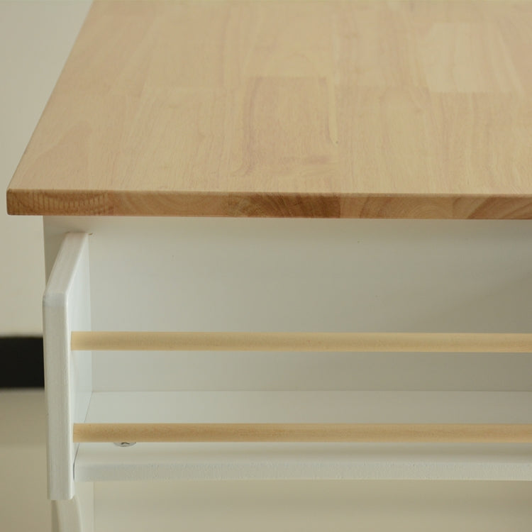 [US Warehouse] Kitchen Double Doors Cart with 2 Drawers, Size: 137 x 91.5 x 45.7cm(White)