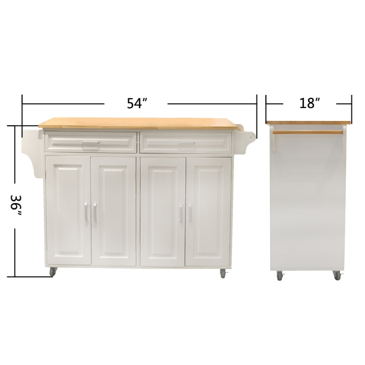 [US Warehouse] Kitchen Double Doors Cart with 2 Drawers, Size: 137 x 91.5 x 45.7cm(White)