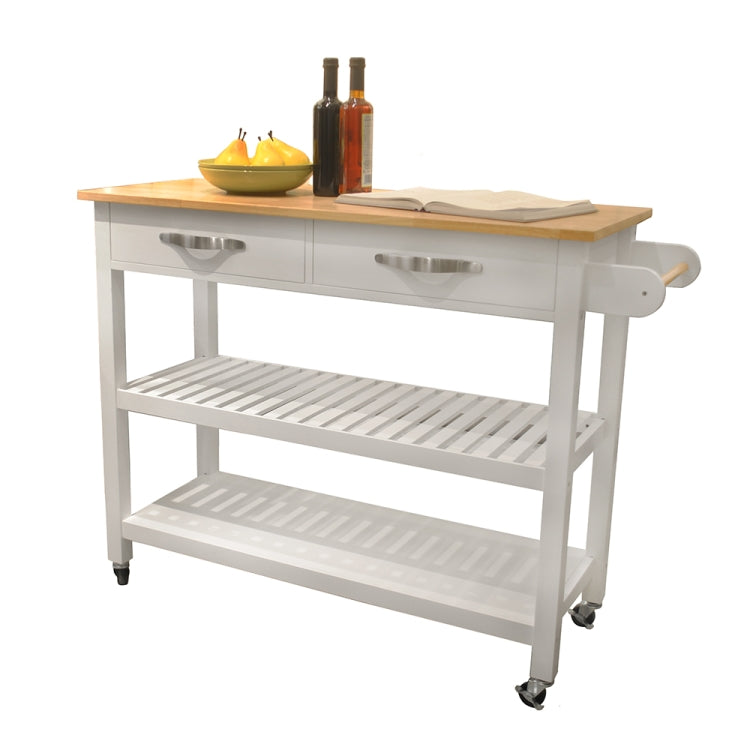[US Warehouse] Kitchen Cart with 2 Drawers, Size: 114.3 x 88.9 x 43.2cm(White)
