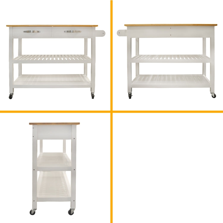 [US Warehouse] Kitchen Cart with 2 Drawers, Size: 114.3 x 88.9 x 43.2cm(White)