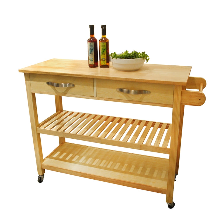 [US Warehouse] Kitchen Cart with 2 Drawers, Size: 114.3 x 88.9 x 43.2cm(Brown)