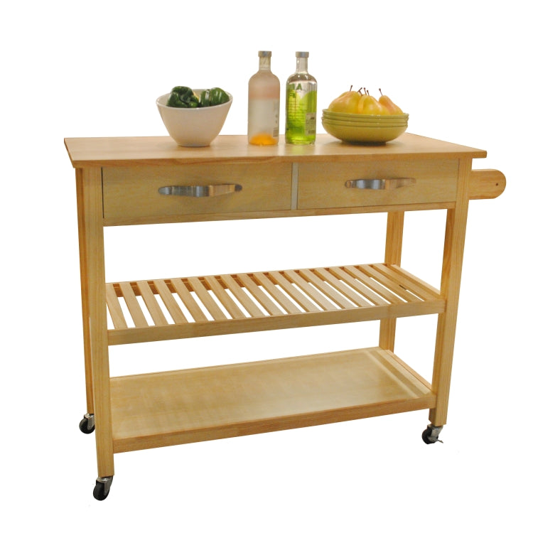 [US Warehouse] Kitchen Cart with 2 Drawers, Size: 114.3 x 88.9 x 43.2cm(Brown)