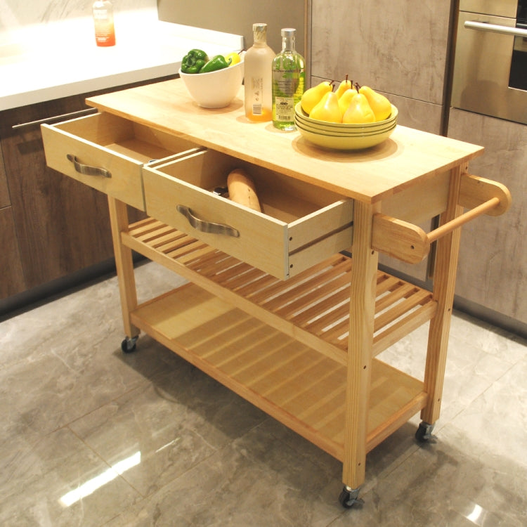 [US Warehouse] Kitchen Cart with 2 Drawers, Size: 114.3 x 88.9 x 43.2cm(Brown)