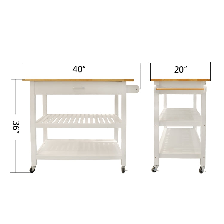 [US Warehouse] Kitchen Cart with 1 Drawer, Size: 101.6 x 91.5 x 50.8cm(White)