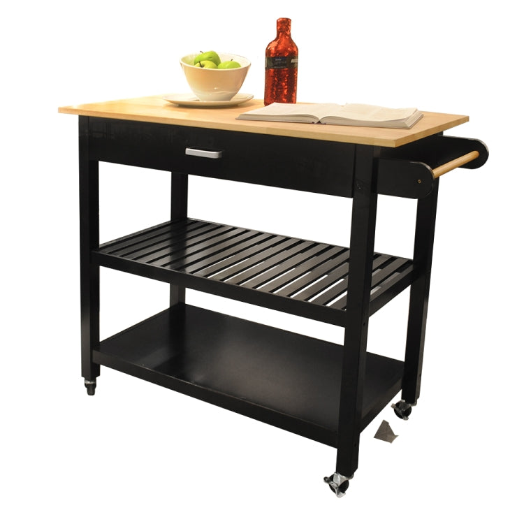 [US Warehouse] Kitchen Cart with 1 Drawer, Size: 101.6 x 91.5 x 50.8cm(Black)