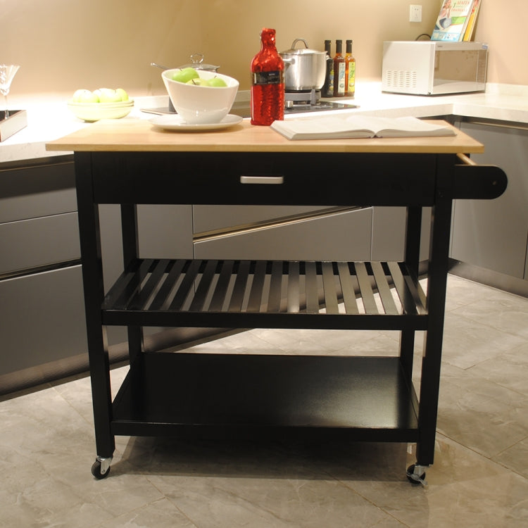 [US Warehouse] Kitchen Cart with 1 Drawer, Size: 101.6 x 91.5 x 50.8cm(Black)