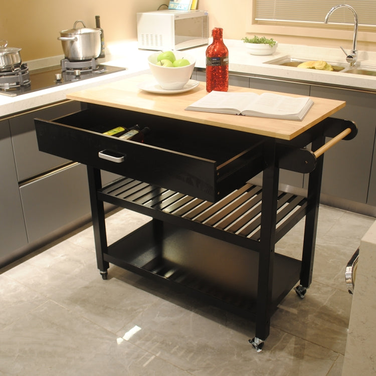 [US Warehouse] Kitchen Cart with 1 Drawer, Size: 101.6 x 91.5 x 50.8cm(Black)