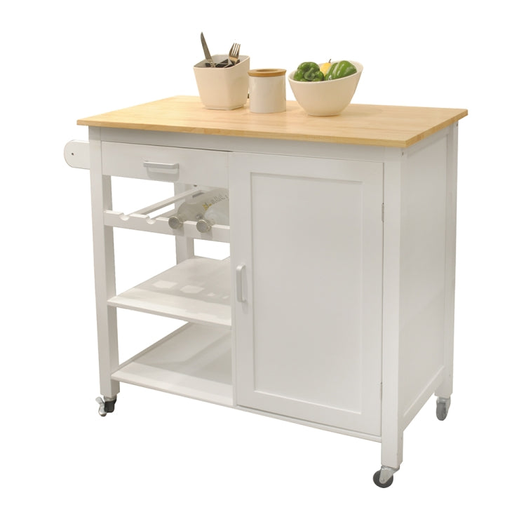 [US Warehouse] Kitchen Cart with 1 Drawer & 1 Cabinet, Size: 101.6 x 91.5 x 48.3cm(White)