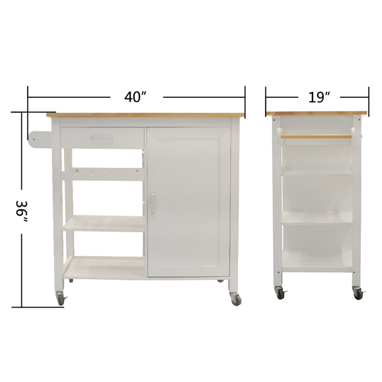 [US Warehouse] Kitchen Cart with 1 Drawer & 1 Cabinet, Size: 101.6 x 91.5 x 48.3cm(White)