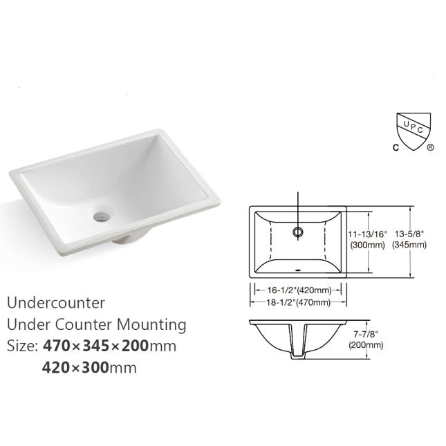 [US Warehouse] 37 inch Bathroom Stone Vanity Top with rectangle Undermount Ceramic Sink & Back Splash(White)