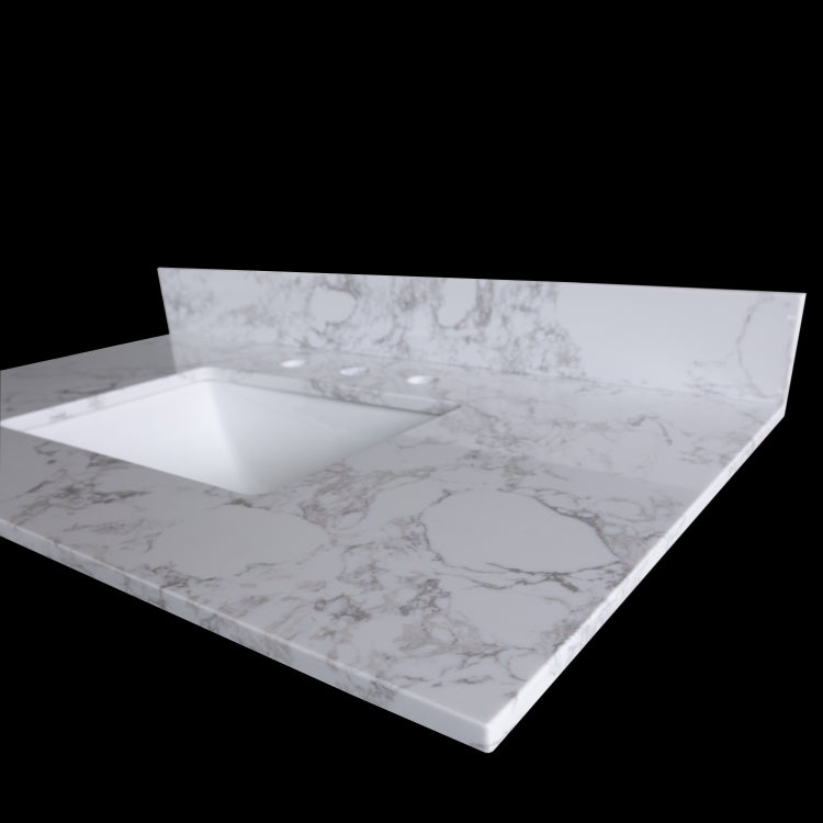 [US Warehouse] 43 inch Bathroom Stone Vanity Top with rectangle Undermount Ceramic Sink & Back Splash(White)