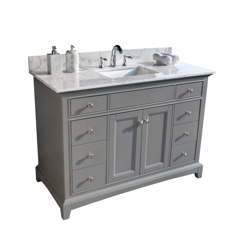 [US Warehouse] 43 inch Bathroom Stone Vanity Top with rectangle Undermount Ceramic Sink & Back Splash(White)