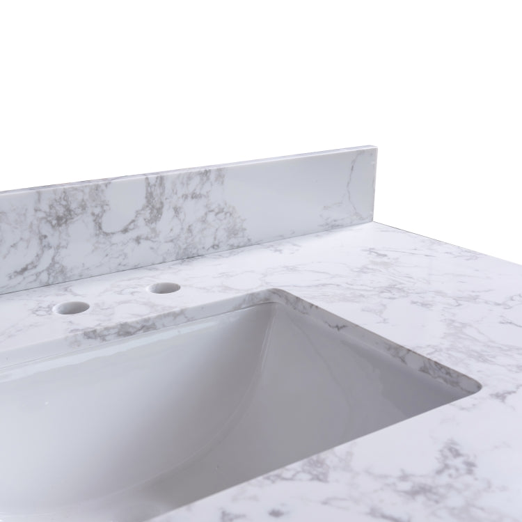 [US Warehouse] 43 inch Bathroom Stone Vanity Top with rectangle Undermount Ceramic Sink & Back Splash(White)