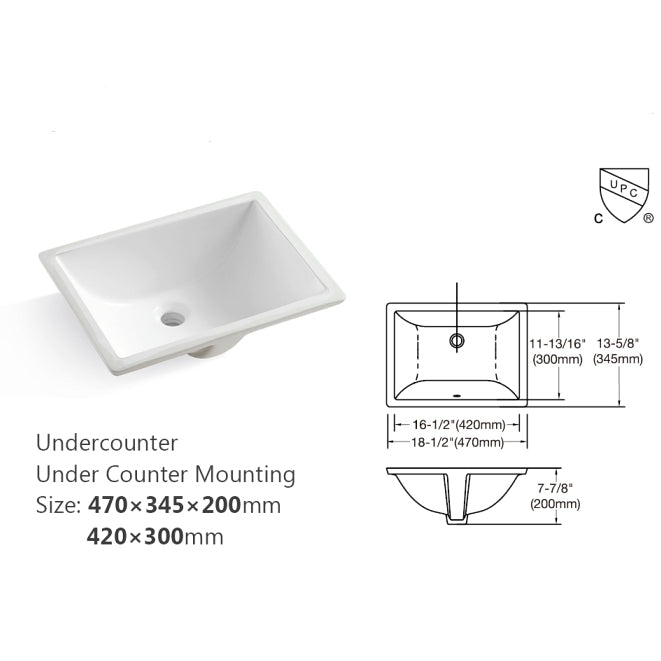 [US Warehouse] 43 inch Bathroom Stone Vanity Top with rectangle Undermount Ceramic Sink & Back Splash(White)