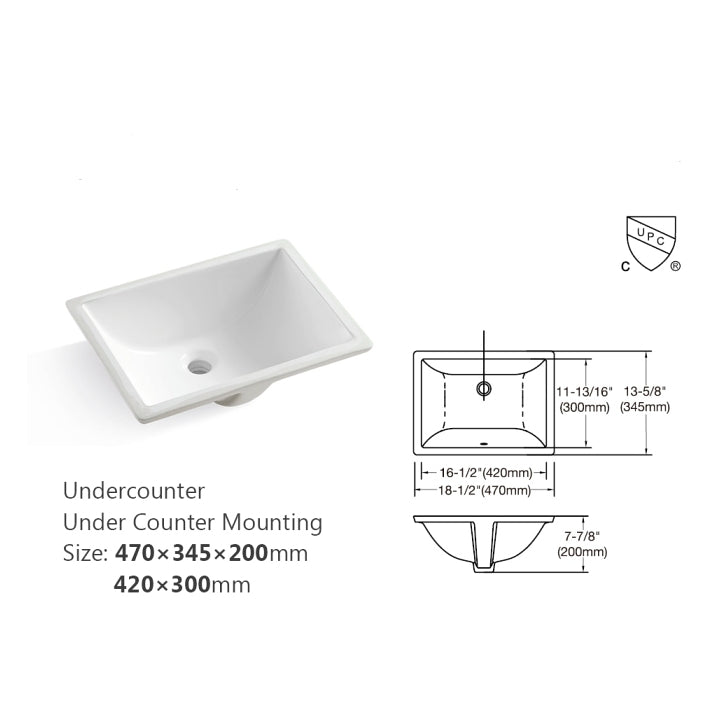 [US Warehouse] 49 inch Bathroom Stone Vanity Top with rectangle Undermount Ceramic Sink & Back Splash(White)
