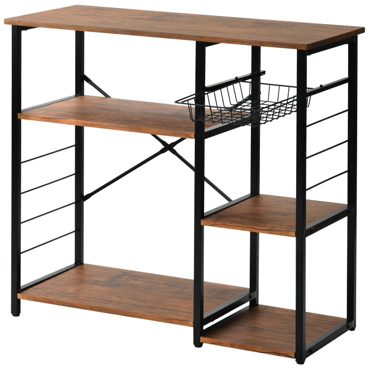 [UK Warehouse] Kitchen Microwave Oven Stand Bread Rack, Size: 90 x 40 x 84cm(Brown)