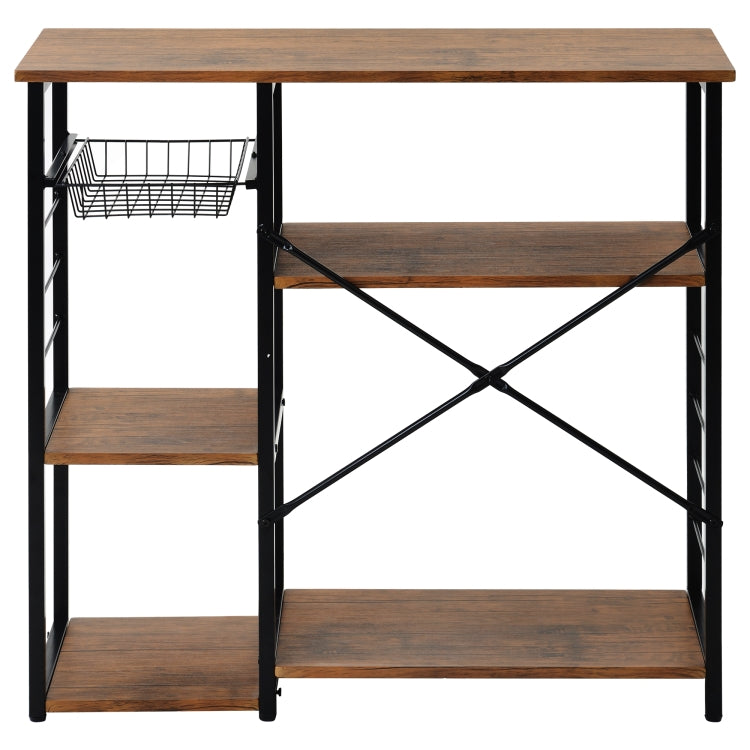 [UK Warehouse] Kitchen Microwave Oven Stand Bread Rack, Size: 90 x 40 x 84cm(Brown)