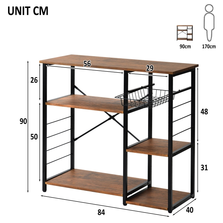 [UK Warehouse] Kitchen Microwave Oven Stand Bread Rack, Size: 90 x 40 x 84cm(Brown)