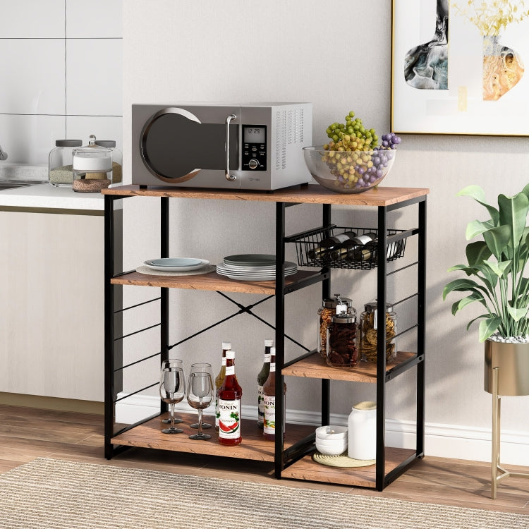 [UK Warehouse] Kitchen Microwave Oven Stand Bread Rack, Size: 90 x 40 x 84cm(Brown)