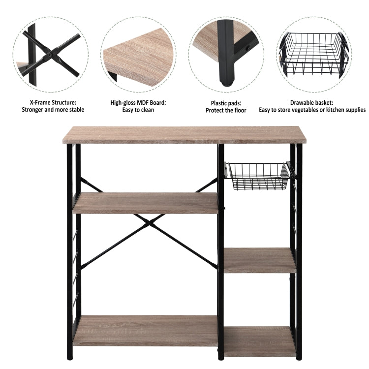 [UK Warehouse] Kitchen Microwave Oven Stand Bread Rack, Size: 90 x 40 x 84cm(Oak)