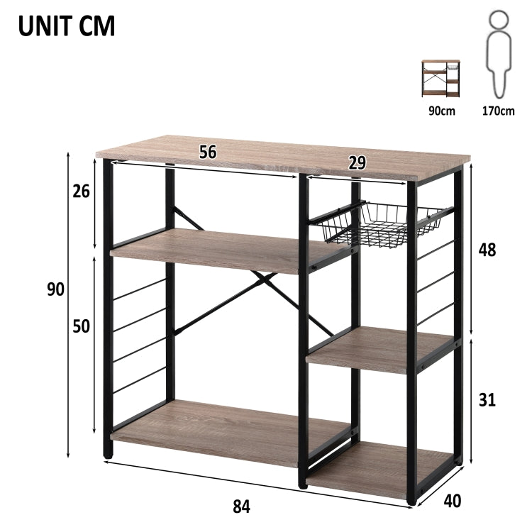 [UK Warehouse] Kitchen Microwave Oven Stand Bread Rack, Size: 90 x 40 x 84cm(Oak)